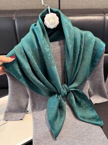 1 pièce écharpe carrée élégante à imprimé floral métallique brillante, foulard de tête pour femmes, châle pour toutes les occasions