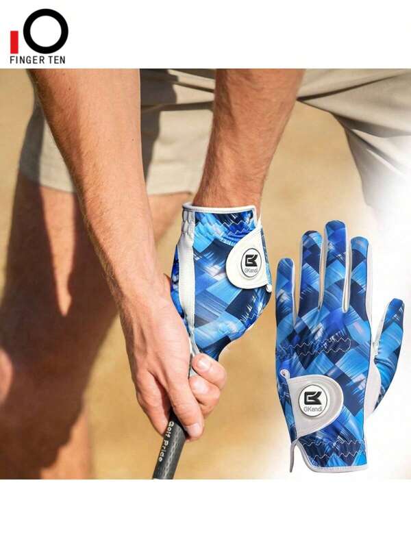 FINGER TEN Guantes de golf para hombre, mano izquierda y derecha, con marcador de bola, 1 paquete - Guante de golf para hombre, agarre en todo tipo de clima, tallas Pequeña, Mediana, Mediana-Grande y Grande