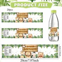 10pcs/20pcs Jungle Animal Theme Water Bottle Labels, Animal Pattern Water Bottle Stickers, Can Be Used For Labeling Beverages, Cans, Cups, Suitable For Birthday, Shower, Engagement, Picnic Party Decorations, Gift Packaging Supplies