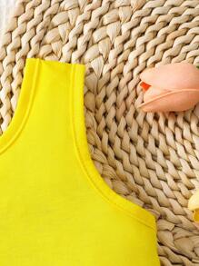 Conjunto de 2 piezas de chaleco y falda para niña con decoración de volantes, conjunto de falda casual de fiesta de verano