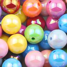 6/8/10/12/16mm Rainbow Acrylic Beads, Mixed Color Round Beads UV, Cracked Beads, Crackle Round Beads - Multiple Color Options, Round Hole Loose Beads Suitable For DIY Jewelry Making Bracelets Necklaces Or Craft Pen Decorations