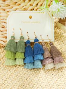 TopHanqi Set de 12 pendientes con flecos bohemios para mujer, pendientes colgantes de múltiples capas para playa, vacaciones, viajes, uso diario, fiestas, regalos, versátil