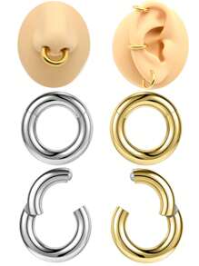 1 pieza de gran calibre Clicker de septum de 10 mm a 2 mm 12G, redondo, liso, de acero inoxidable 316L, pendientes únicos con bisagra, aro de segmento de septum perforado grande, joyería corporal punk para expansión de orejas