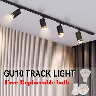 (Set) GU10 Recessed Track Lights, Home Decor Linear Lighting Spotlights, Rotatable Lamp Head Aluminum Alloy Housing Black/White 110-240V, Compatible With Track Rails, Suitable For Home, Living Room, Bedroom, Room, Store, Closet, Display Cabinet, Clothing Store, Gallery, Corridor, Foyer, Stairs, Office, Bar