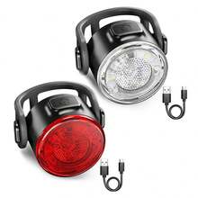 1pc Mini Circular Bicycle Front Light, Rechargeable LED Warning White & Red Tail Light (Not For Illumination) - Red - View 13