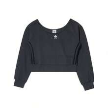 Adidas Women's Spring Loose Fit Round Neck Short Cropped Sweatshirt HU1647