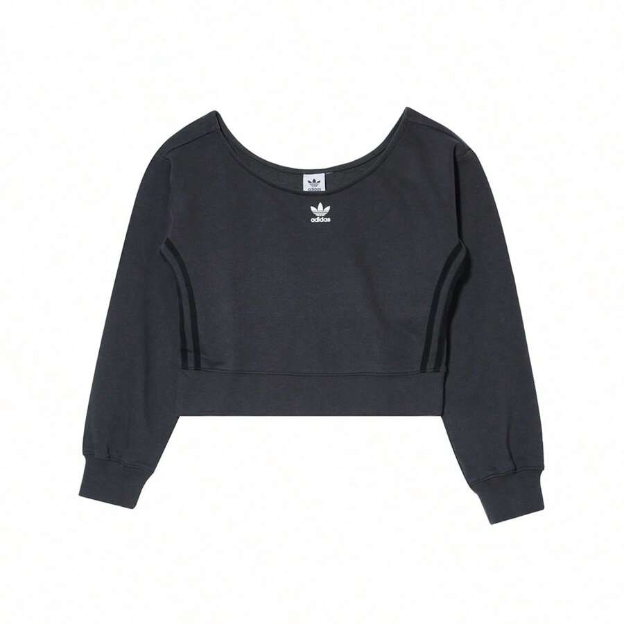 Adidas Women's Spring Loose Fit Round Neck Short Cropped Sweatshirt HU1647