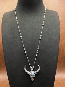 1 Set Fashion Retro Bohemian Style Zinc Alloy Flower/Lightning/Cow Head 3-Layer Pendant Necklace That Can Be Matched Freely, Flower Earrings Pendant, Suitable For Women/Girls To Match Daily Clothes, Party Accessories, Jewelry Gift For Family/Friends/Yourself