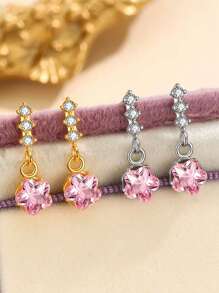 1 pièce Boucle d'oreille à fleur en cristal avec pompon en argent sterling 925 pour femme, mariage, fête, bijoux, cadeaux, accessoires mode, créatif