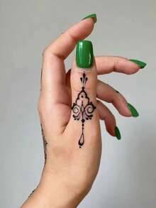 2 szt. szablonów do tatuażu Hollow Tattoo + 2 szt. pisaków do malowania ciała Combo Set, henna do rysowania smoka na ramionach, nadgarstkach, ciele, tymczasowy wodoodporny zestaw szablonów do fałszywych tatuaży, unisex - Wielokolorowe - Zobacz 6