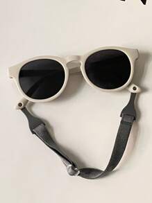 1 Set Kids Fashion Eyeglasses With Anti-Drop Strap, Unisex Children Cool Stylish Photo Prop Glasses, Comfortable & Lightweight