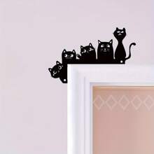 1PC Classic Cat Silhouette Metal Door Corner Decor – Creative Hanging Wall Art For Home & Holiday Decoration