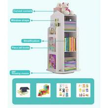 NetHong 3 Tier 360° Rotary Kids Bookshelf Castle Display Bookcase Toys Book Storage Rack - White - View 7