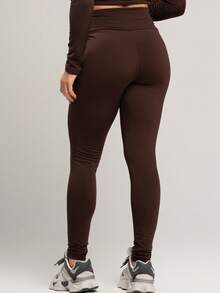 Plain Plush Flannel Legging Pants Autumn Winter Women's Fashion - 鏽棕色 - 查看 3