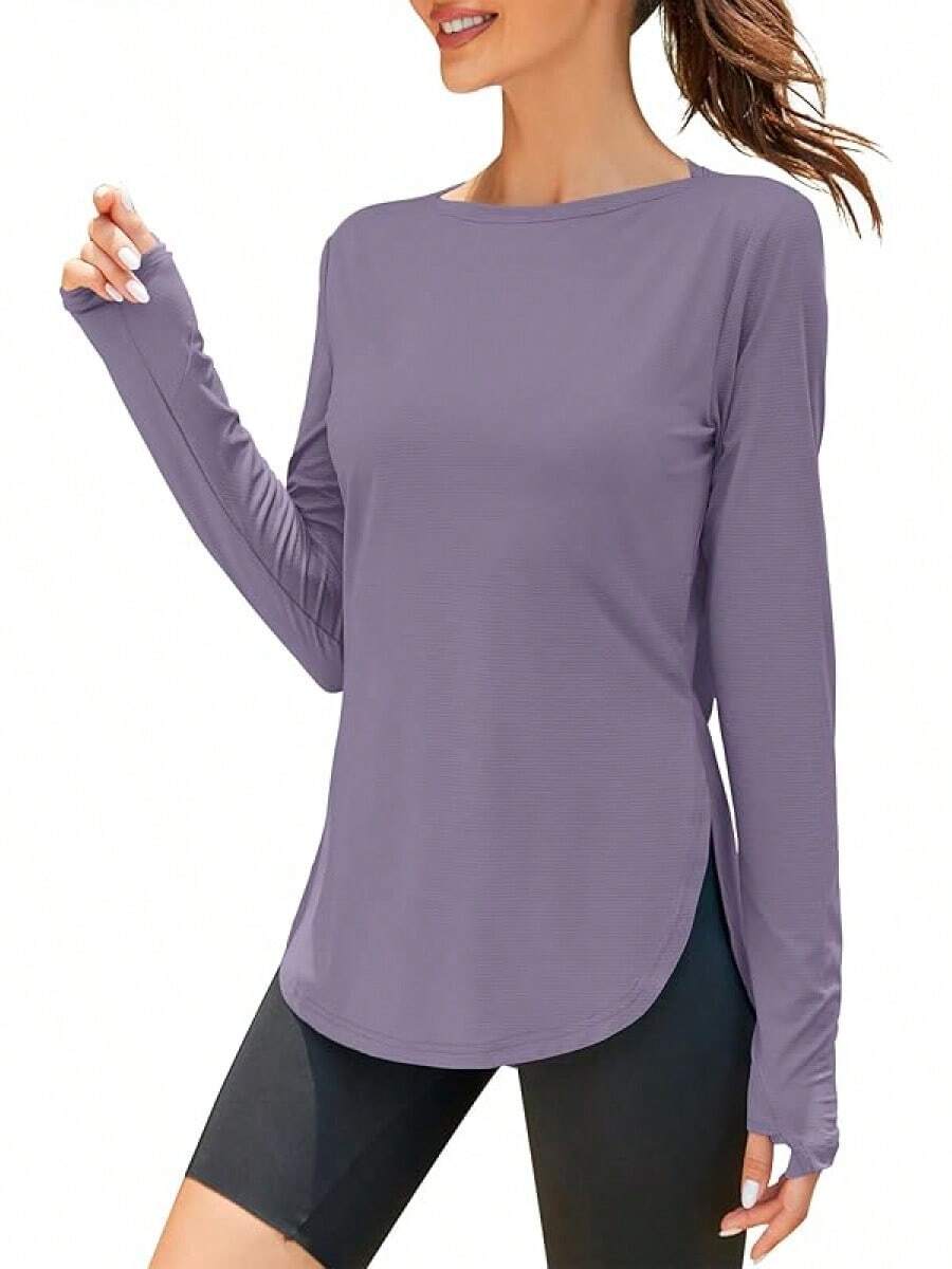 ZHENWEI Women's Long Sleeve Sun Shirt UV Protection Workout Tops Lightweight UPF 50+ Golf Gym Hiking Shirts Outdoor Clothing - 深紫色 - 查看 1