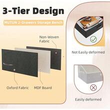2025-NEW MUTUN 35.5'' X 23'' Storage Shoe Bench, 3-Tier Entryway Bench  Padded Cushion Fabric Drawers And Storage Bag, Metal Shoe Racks And Storage Ottoman For Entryway Bedroom Living Room, BlackBlackBlack - Bildfarbe - View 4