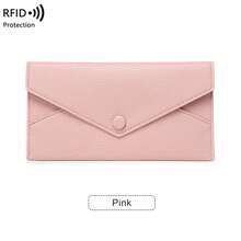 Neue RFID-diebstahlsichere Bürstenstruktur Damen Geldbörse mit Lychee-Muster aus weichem Leder, langes Kuvert-Design, ultraschlicht, Clutch-Tasche für Frauen, Geldbeutel, Geldbörse für Herren, Mini-Geldbörse