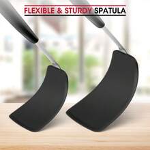 1pc Flexible Silicone Spatula, Great For Flipping Eggs, Burgers, Pancakes, Etc, Black - Multicolor - View 3