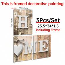 3PCS Home Canvas Wall Art Set, Art Deco Modern Home Decor, Wood Framed Love Poster, Modern Landscape Theme, Ink Art Print, Suitable For Living Room, Bedroom, Bathroom, Dining Room, Indoor And Outdoor, Seasonal Fall And Winter Wall Hanging Decoration, Family Home Wall Art, Gift, Creative Home Wall Decoration, Living Room, Kitchen, Cafe, Dormitory Wall Art Canvas Poster Gifts Birthday Graduation