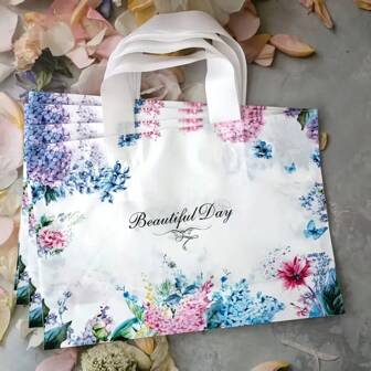 5/10/15/20/25/50 Pieces Wedding Gift Wrapping Bags Butterfly Lavender Flower Plastic Tote Gift Bags - Durable Handle Gift Bags For Fashion, Shopping And Party Giveaways - Suitable For Christmas, New Year's Day, Valentine's Day, Wedding Celebrations, Birthdays, Anniversary And Many More!