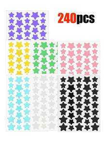 480pcs Pink, Black, White, Blue, Purple, Green Star Pattern E-Star Face Stickers, Essential For Photo Taking And Face Painting, Suitable For Various Parties, Gatherings And Entertainment Activities. 240/40pcs Set, Cosmetics, Affordable Price, Can Be Used For Room Decoration, Vanity, Travel, Bedroom, Makeup Accessories, Christmas Gifts, Cosmetics, Makeup Tools, Cheap Goods, Gifts, Women Gifts, Christmas Gifts. - Black - View 19