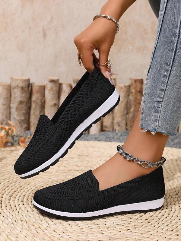 Nuevos zapatos deportivos y casuales de malla tejida cómodos y ligeros, mocasines planos de moda