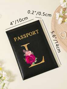 1 件 A-Z 26 个字母时尚字母印花时尚勃艮第护照夹，高品质 PU 皮革护照钱包，带卡槽，可存放信用卡、登机牌和身份证，紧凑型旅行必需品整理器，适合女性、男性和学生 - 酒紅色 - 查看 3