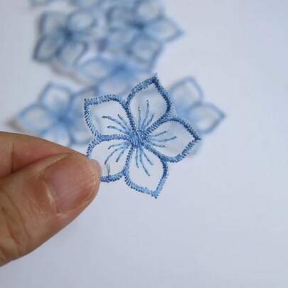 10pcs Mini Colorful Floral Organza Appliques, Wedding Dress Headpiece Decorative Patches