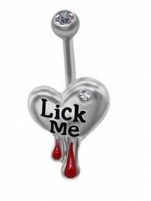 1 Heart-Shaped Navel Ring, Puncture Navel Nail, Navel Accessory, English Letter Navel Ring, Female Body Accessory, Daily Wear, Party Accessory, Accessory - Multicolor - View 6