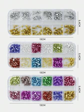12 Grids 3D Nails Art Metal Charms Studs Accessories Punk-Inspired Mini Metal Rivet Cool Girl Silver Rock Mini Metal Rivet Design Nail Supply Decors DIY Nail Gems Nail Supplies