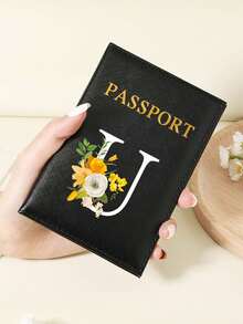 1 件 A-Z 26 个字母时尚字母印花时尚勃艮第护照夹，高品质 PU 皮革护照钱包，带卡槽，可放置信用卡、登机牌和身份证，紧凑型旅行必需品整理器 - 酒紅色 - 查看 87