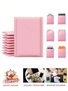10pcs Pink Bubble Mailers, Padded Bubble Envelopes, Waterproof Envelopes, Bubble Wrap Mailing Advertisements, Multi-Purpose Packaging Bags, Waterproof Padded Self-Seal Cushion Mailers, Padded Opaque Shipping Supplies For Jewelry Cosmetics, Shipping, Mailing, Home, Christmas And Halloween Gift Packaging Bags,Christmas Mother's Day Graduation