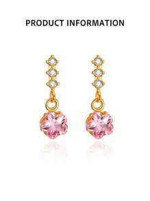 1 pièce Boucle d'oreille à fleur en cristal avec pompon en argent sterling 925 pour femme, mariage, fête, bijoux, cadeaux, accessoires mode, créatif
