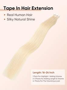 jessie's wig Jessie's 貼片式接髮片 真人髮絲 20片/包 50g 絲滑直髮 漂染金髮 接髮片 自然外觀 高品質 貼片式接髮 金色 60# - S60 - 查看 2