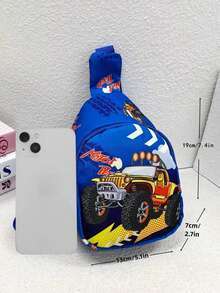 1pc Mini Nylon Car Pattern Zipper Closure Waist Bag/Coin Purse, Suitable For All Seasons - Casual Chest Bag - View 3