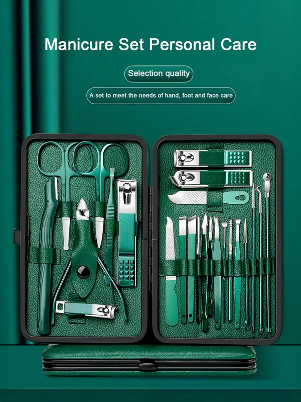 Set de manicura, kit de cortaúñas, set de pedicura profesional, herramientas para uñas con estuche de viaje lujoso, regalo para hombres, mujeres, familia y amigos