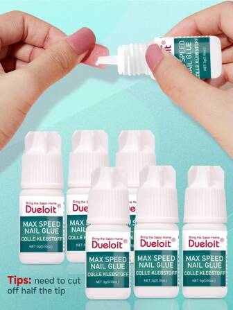 30 st/10 st/6 st/1 st maxhastighets nagellim för press-on-naglar, superstarkt flexibelt nagellim, med vridbart lock och munstycke, klämapplikator, halva spetsen måste klippas av