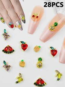 10/28 Peças Decorações de Arte de Unhas em Formas Mistas, Cor Sólida, Adequado para Manicure DIY de Mulheres e Meninas, Decoração de Jóias para Unhas, Suprimentos para Unhas, Encantos para Unhas, Gemas para Unhas
