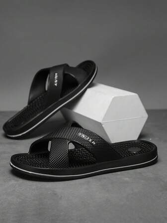 Men's Casual EVA Slippers, Solid Color All Season Indoor Home Shoes, Round Toe Slip-On Design, Comfortable Massaging Insole, Durable Outsole