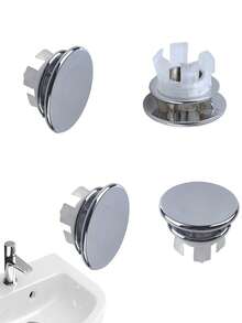 5 piezas Anillo de rebosadero de fregadero de plástico con doble anillo, chapado en plata para decoración del hogar, baño, decoración de otoño, vuelta al colegio - Plateado - Ver 6