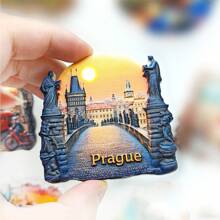 1pc Resin Refrigerator Magnet, Poland, Austria, Czech Landmarks Of Krakow, Hallstatt, Prague, Travel Souvenir, Home Decor Magnets For Bedroom, Kitchen, Wall, Creative Gift