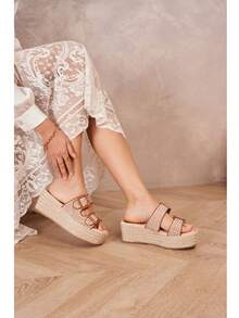 Summer Fashion Versatile Thick Sole Platform Sandals - Camel - View 1