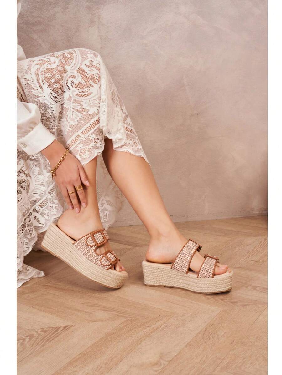 Summer Fashion Versatile Thick Sole Platform Sandals - Camel - View 1