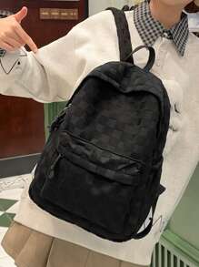 Fashion Women's Backpack With Patchwork Plaid Pattern, Sold With Accessories, School Backpack