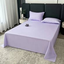1pc Solid Color Breathable Bedsheet, Simple Style Single Bed Sheet For Kids & Teens, Bedroom Bedding - A - View 3