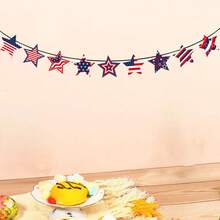 Patriotic Star Garland Banner 4th Of July Decoration, Red White Blue Star Bunting For Memorial Day, Veterans Day Decoration - Multicolor - View 2