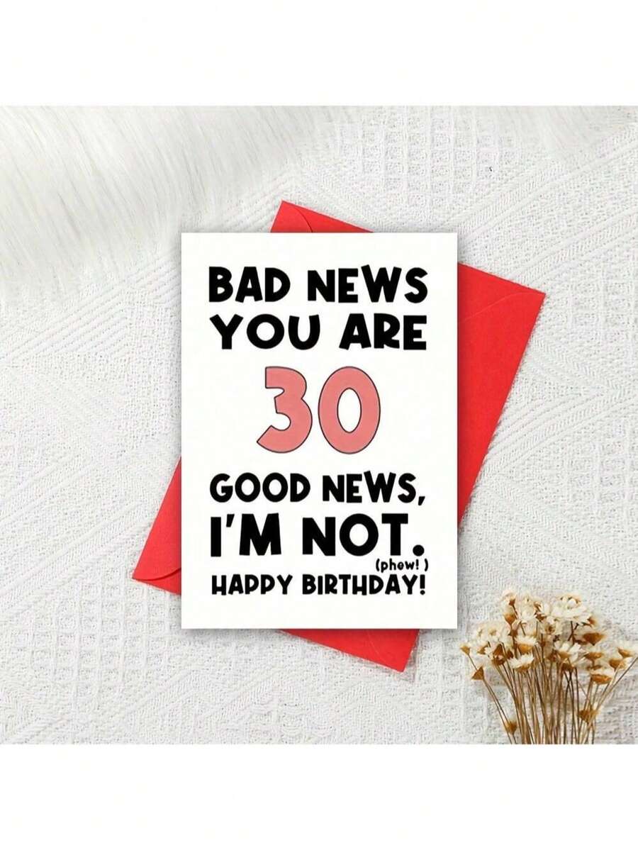 1/2/5/10pcs Humorous 30th Birthday Greeting Card - "Bad News You Are 30, Good News I'm Not" - Happy Birthday Card For Friends, Siblings, Men - Growing Old Celebration Card - Multicolor - View 1