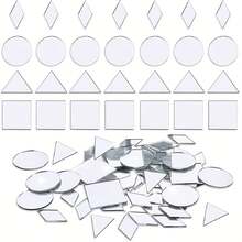 100/500pcs Craft Mirror Set - 4 Shapes (Triangle, Square, Round, Diamond) - 1" Plastic Glass Tiles For DIY Mosaics & Disco Ball Decorations - Multicolor - View 2