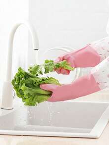 [Reusable] Durable Household Washing Gloves, Long And Thick Kitchen Cleaning Gloves, Waterproof Rubber Gloves For Dishwashing, Laundry And Chores - Multicolor - View 6