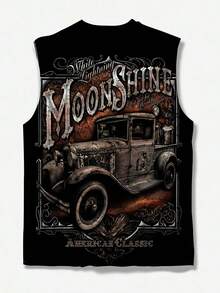 Men Cartoon Car Print Tank Top, Casual Sports T-Shirt, Suitable For Outdoor And Streetwear - Multicolor - View 4